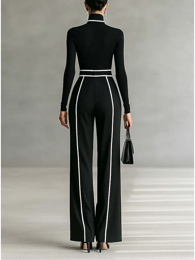 Women's Office Suit Long Sleeve Turtleneck Solid Color
