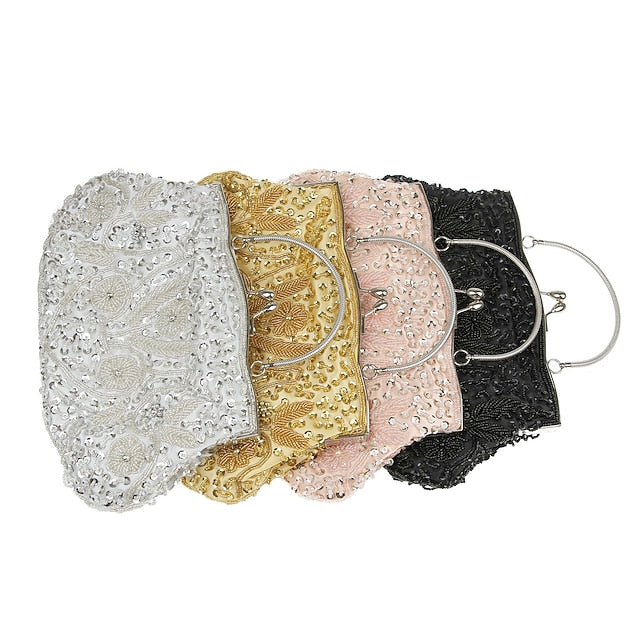 Women's Purse Beaded Vintage Clutch – Evening White