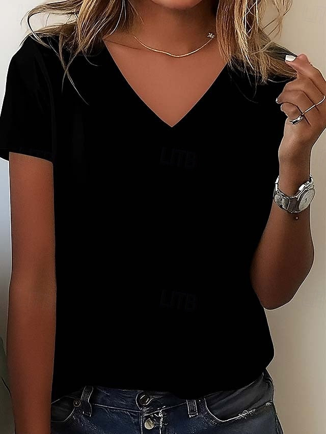 Women's 100% Cotton T Shirt Fashion Basic Casual Short