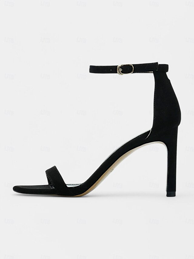 Open-Toe Sandals Ankle Strap for Stiletto Women - Black Elegant