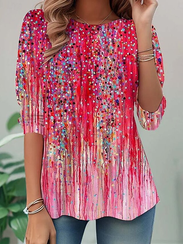 Women's T Shirt Print Ombre Graphic Abstract Fashion