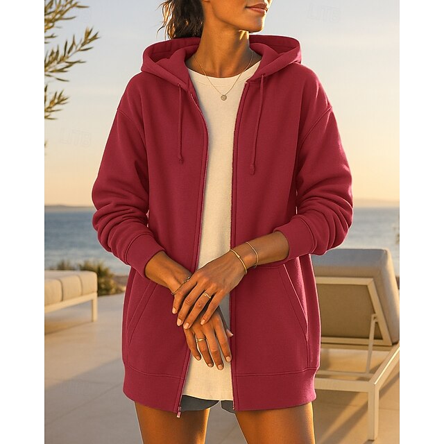 Women's Hoodie Sweatshirt Lounge Zip Up Coat with Pockets