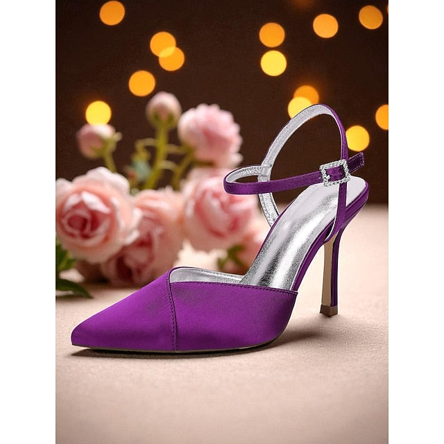 Heels Green Stiletto Women's Strap - Satin Ankle with