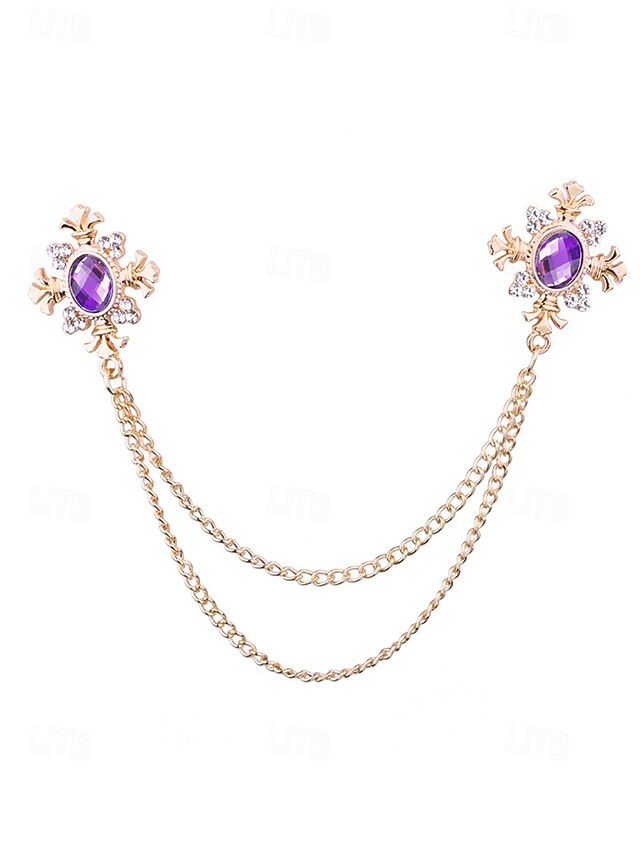 Vintage Brooch Double Elegant Chain Blue – Collar Gem