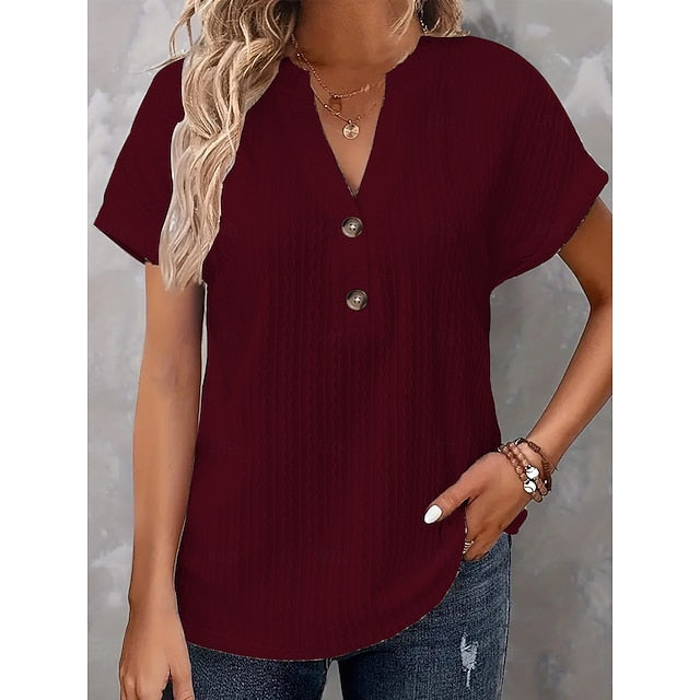 Women's Blouse Buttons Solid Color Stylish Classic Casual