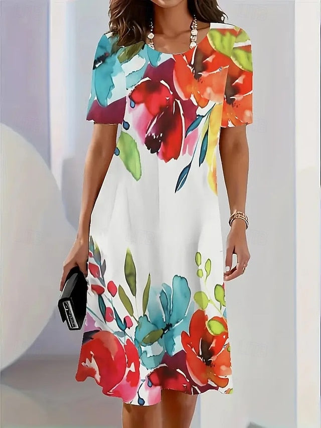 Women's Elegant Midi Dress T Shirt Dress Tee Dress Shift