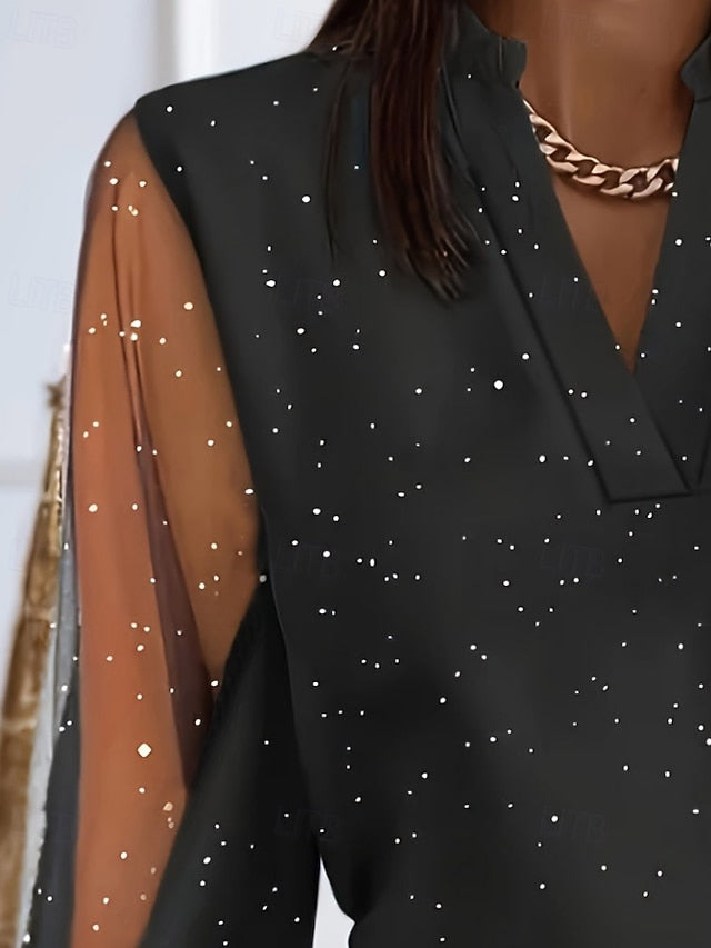 Women's Blouse Mesh Plain Elegant Stylish Basic Long Sleeve
