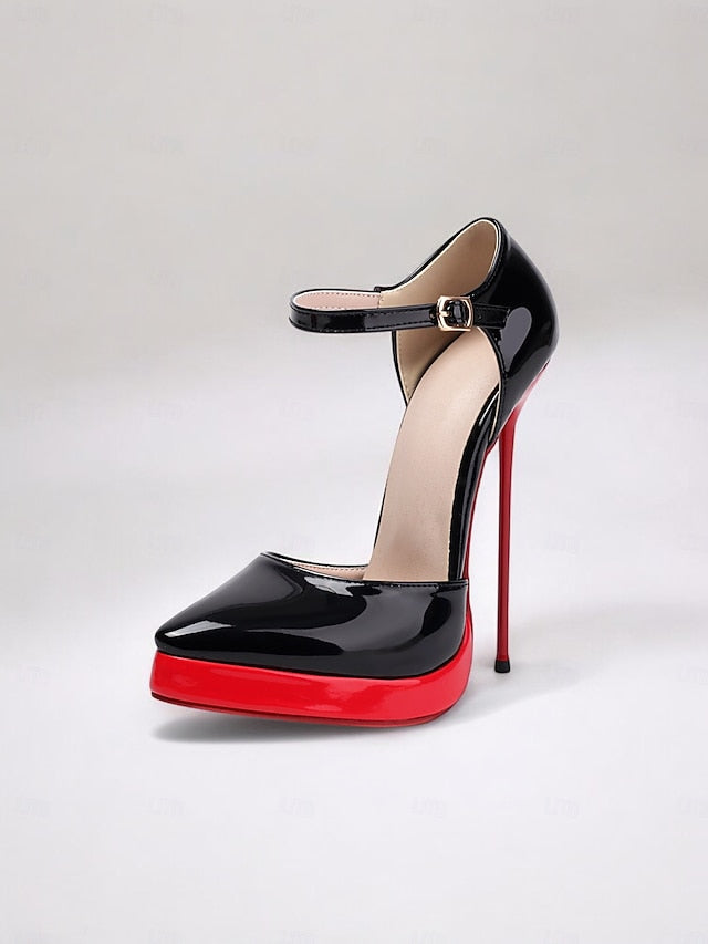Patent and Black Stiletto Red Platform Leather Women's