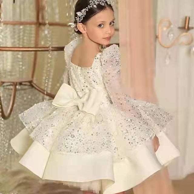 Girls' Girl Dress Kids Long Party Flower Sequin