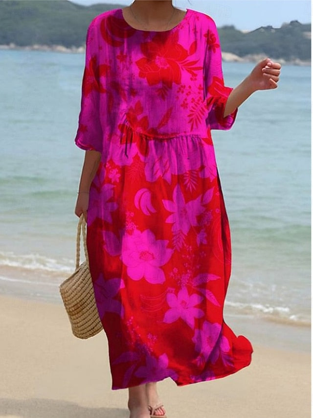 Women's Midi Dress Casual Dress Print Dress Vintage African