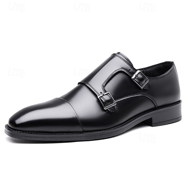 – Elegant Monk Men's Strap Double Leather Shoes