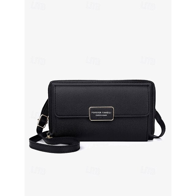 Crossbody Women's Leather Wristlet PU Phone Mobile Bag