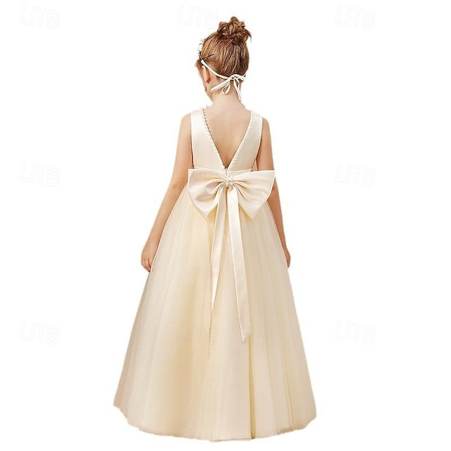 Flower Girl Color Party Kids Girls' Dress Solid