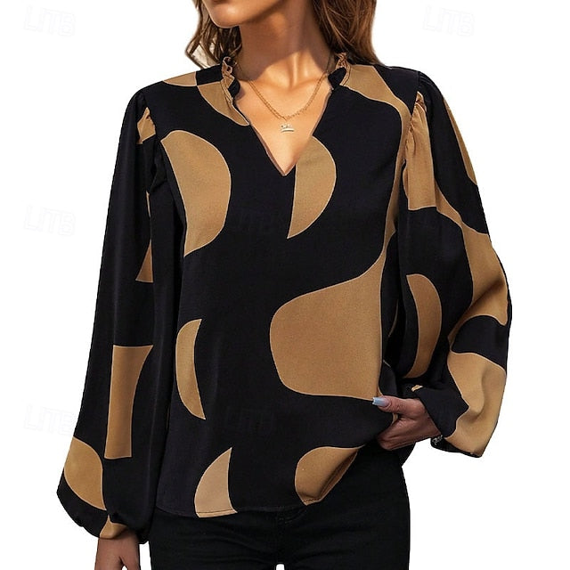 Women's Shirt Draped Geometric Plain Elegant Ladies Stylish