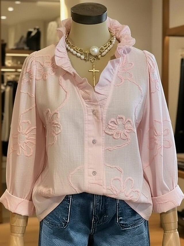 Women's Shirt Solid Color Elegant Bohemia Vacation Puff