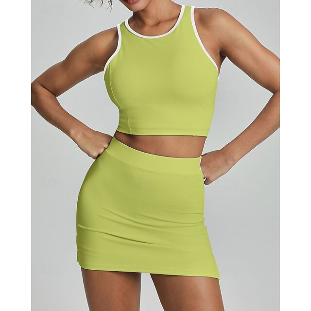 Women's Solid Colored Sports Set Tennis Dress Tennis Shirt