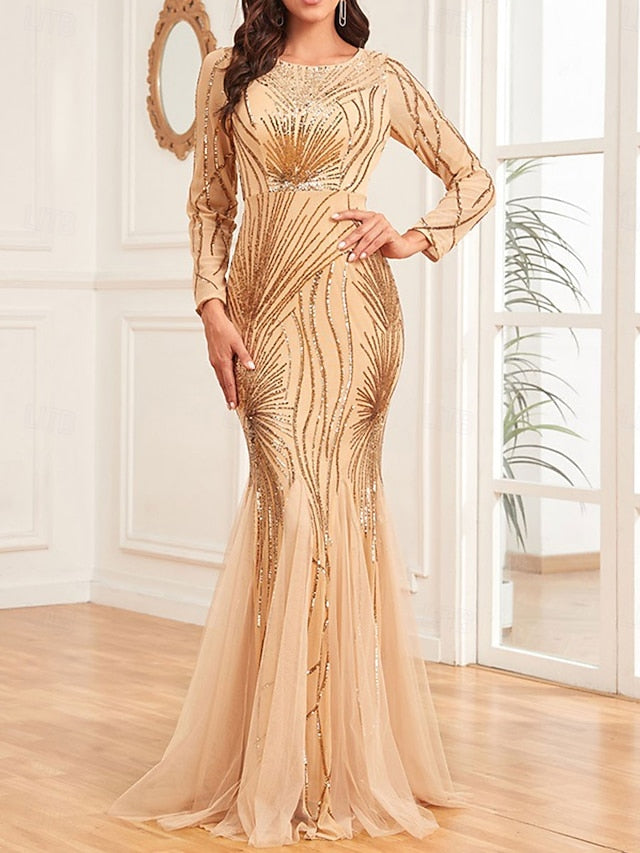 Mother Bride Neck Elegant the Crew of Party Floor Dress