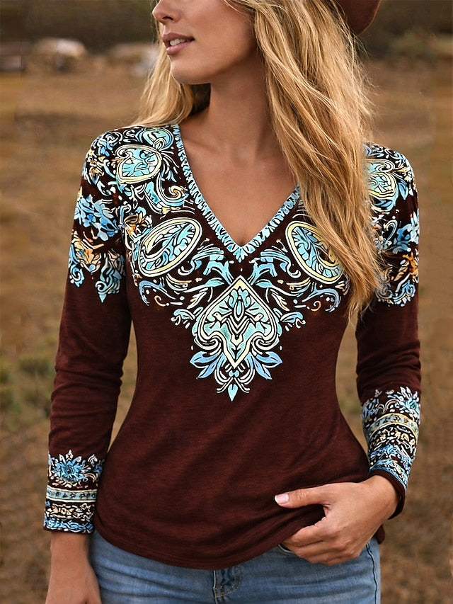 Women's Boho T Shirt Graphic Paisley Elegant Fashion Casual