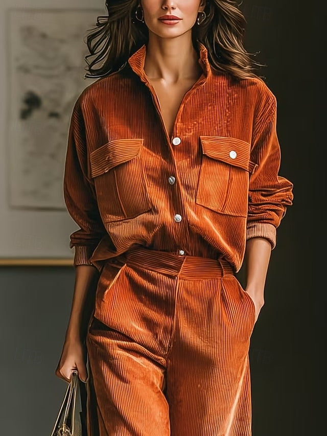 Women's Pants Sets Bolero Top Long Sleeve Shirt Collar