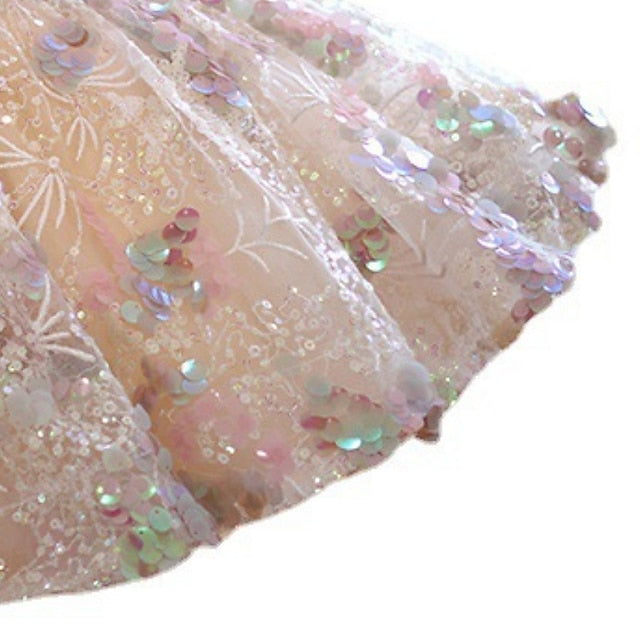 Short Kids Party Girls' Solid Dress Sleeve Color