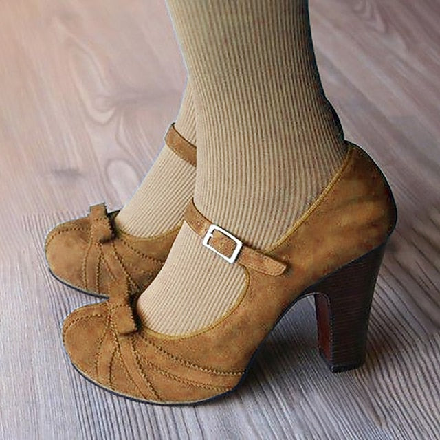 Jane Detail Black Red with Mary Heels Suede Women's and Bow