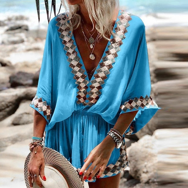 Women's Normal Romper Streetwear Geometric 3/4 Length
