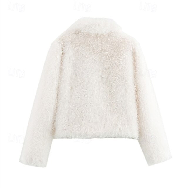 Coat Furs Faux Buttons Warm Women's Fur Comfortable