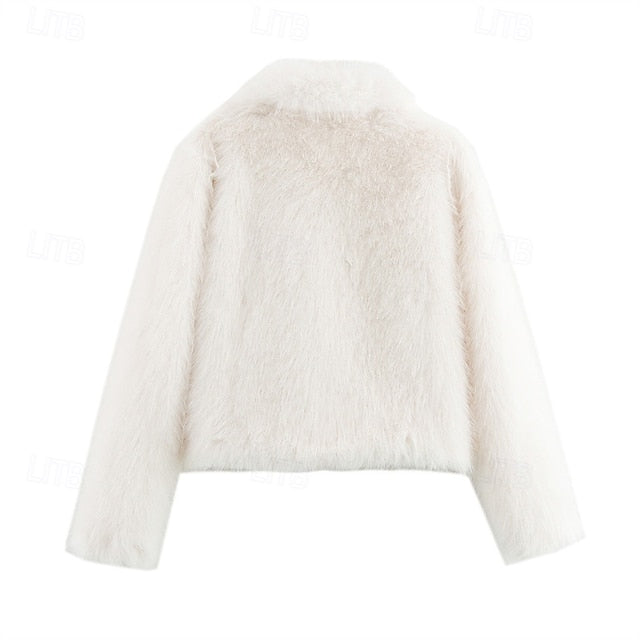 Fur Comfortable Warm Women's Coat Faux Buttons Furs