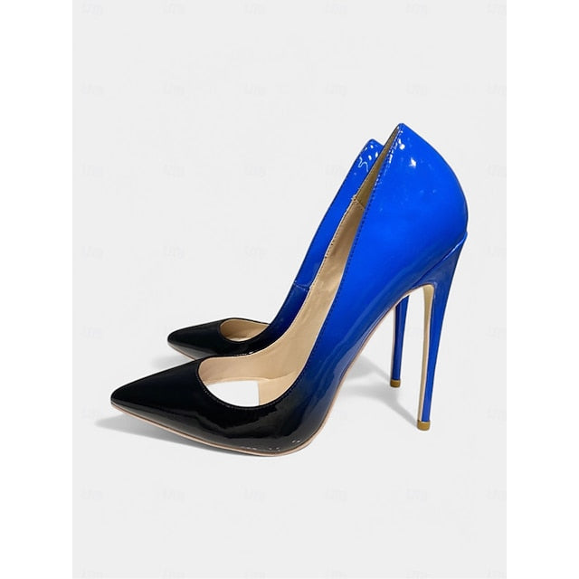 Toe Black Women's Pumps Leather Patent Pointed Green