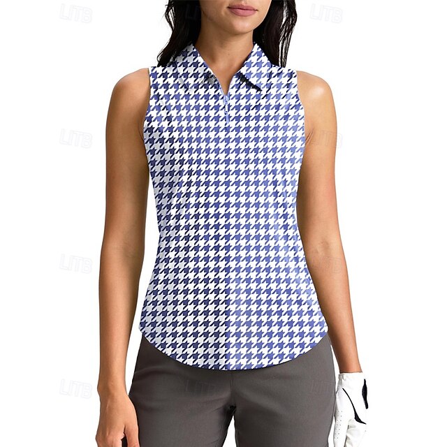 Women's Houndstooth Sport Shirt Golf Polo Shirt Tennis
