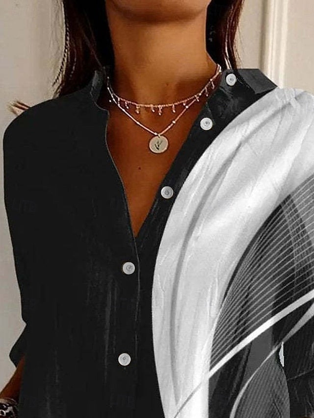 Women's Shirt Buttons Print Geometric Active Daily Stylish