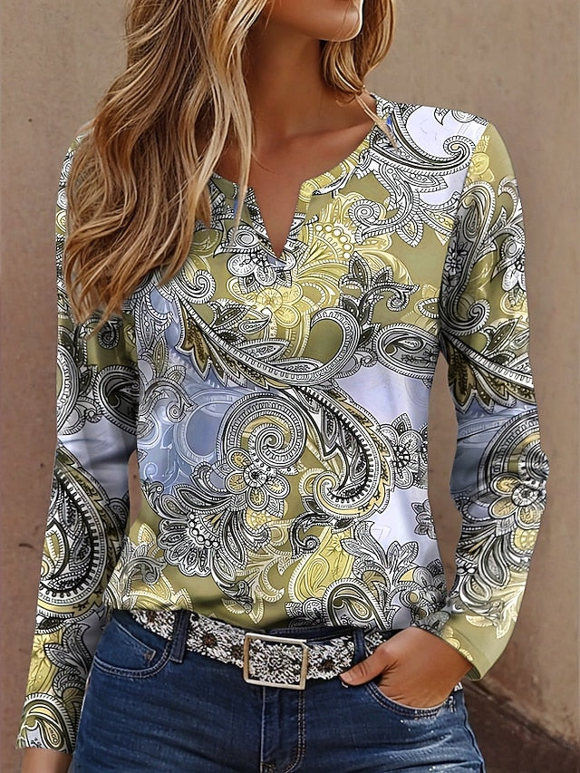 Women's T Shirt Print Graphic Geometry Vintage Fashion
