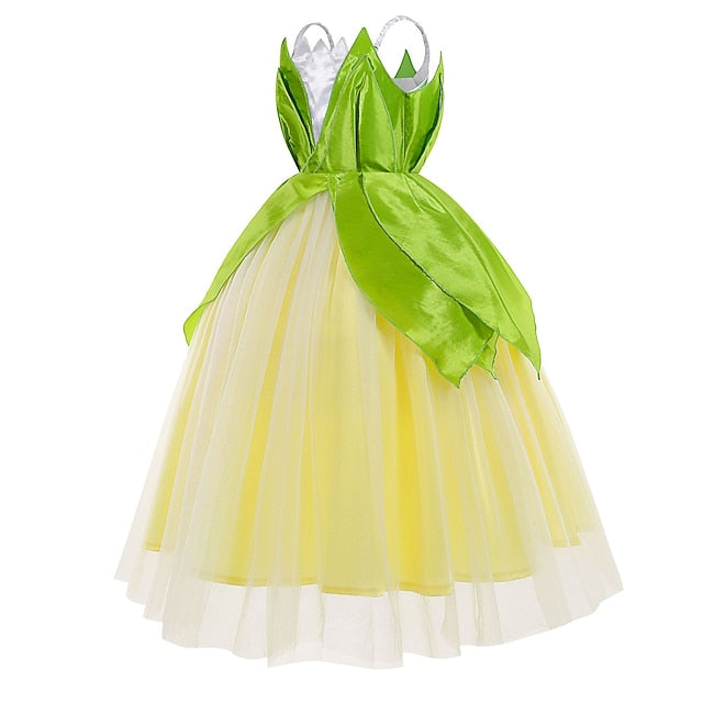 Dress Flower Bell Princess Fairytale Tinker Theme Tiana Girl