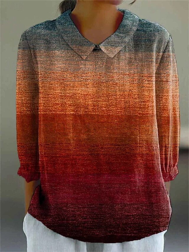 Women's Blouse Buttons Print Ombre Graphic Geometric