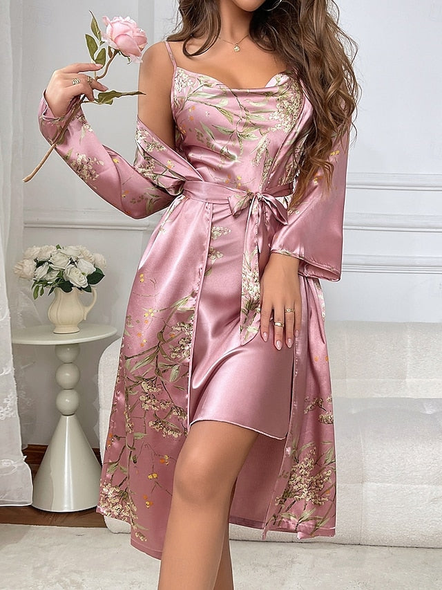 Women's Pajama Set Sexy Casual Comfort Floral Robe Top