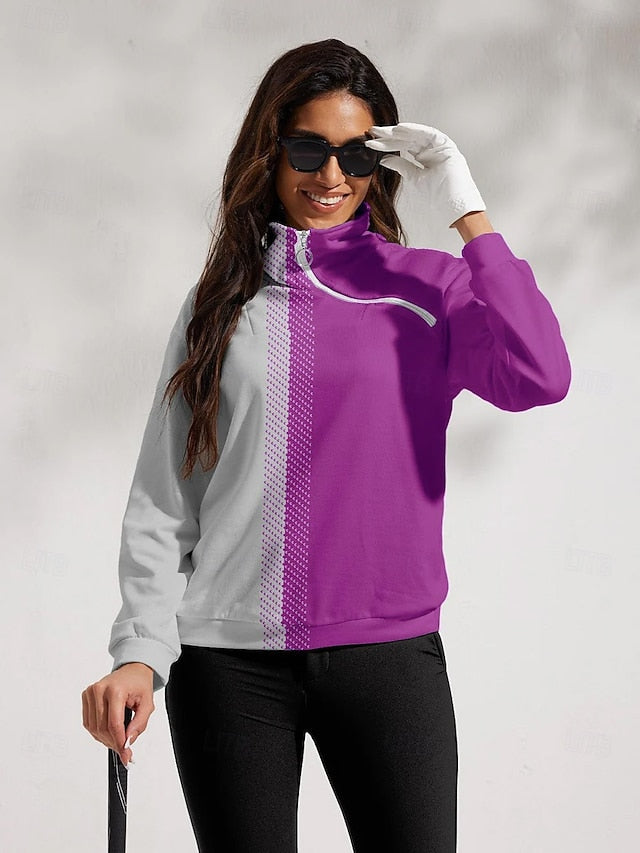 Women's Golf Pullover Sweatshirt Black Blue Rose Red Long