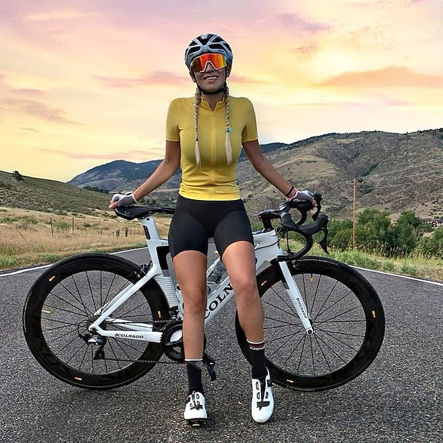 Women's Cycling Jersey Solid Color Short Sleeve Bike Jersey