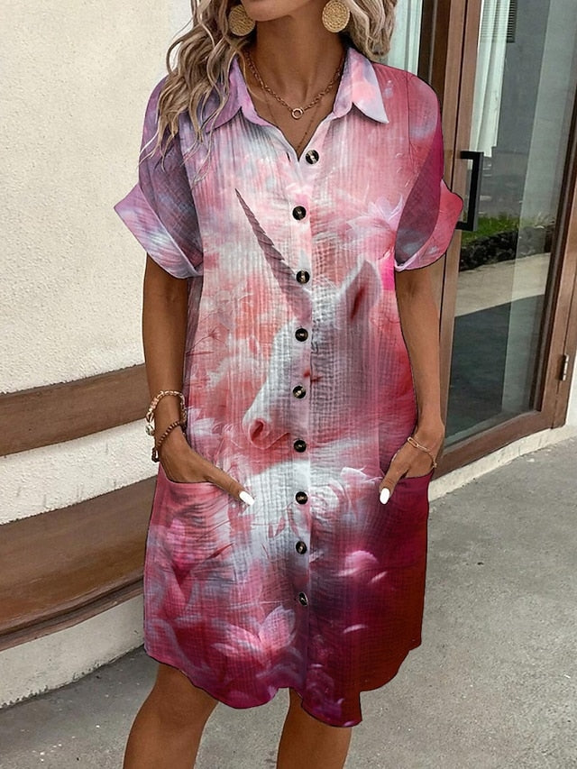 Women's Mini Dress Shirt Dress Casual Dress Print Dress