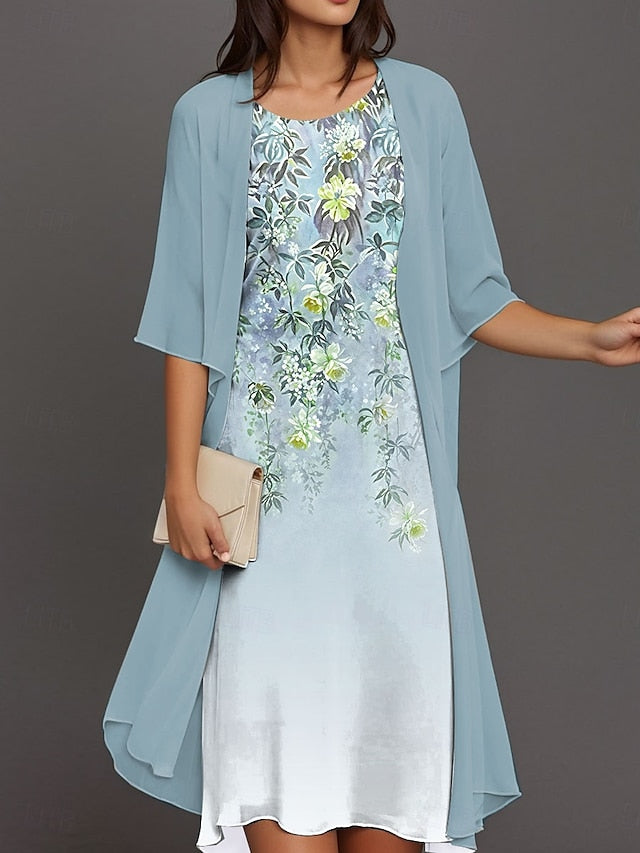Women's Graduation Dress Midi Dress Dress Set Chiffon Dress