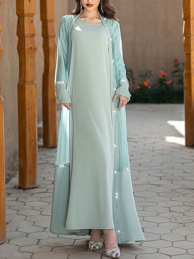 Vintage Mother A-Line Elegant Dress Neck the of Floor Bride Crew