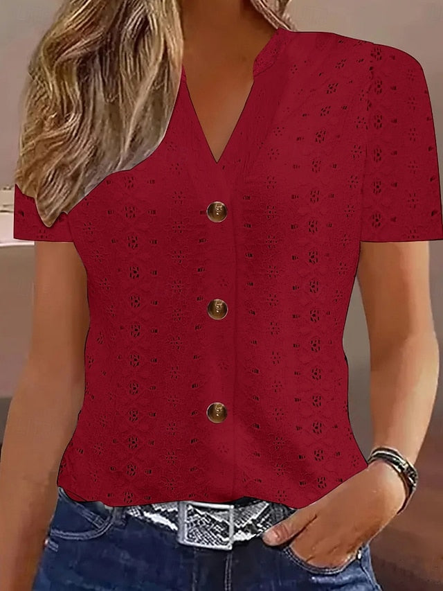 Women's T Shirt Solid Color Plain Basic Modern Casual Short