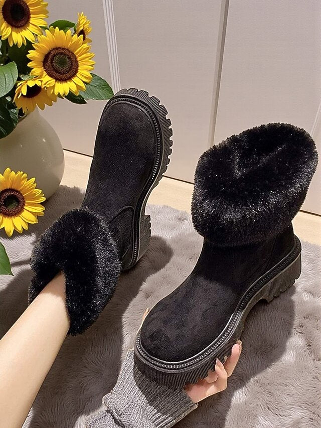 Women's Faux Fur Lined Winter Boots - Stylish and Warm