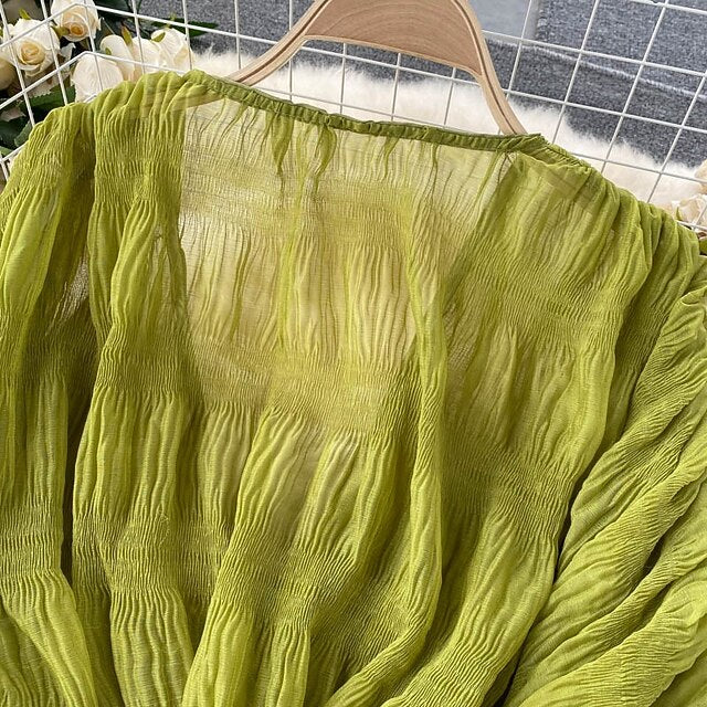 Women's Blouse Chiffon Tops Ruched Plain Stylish Long