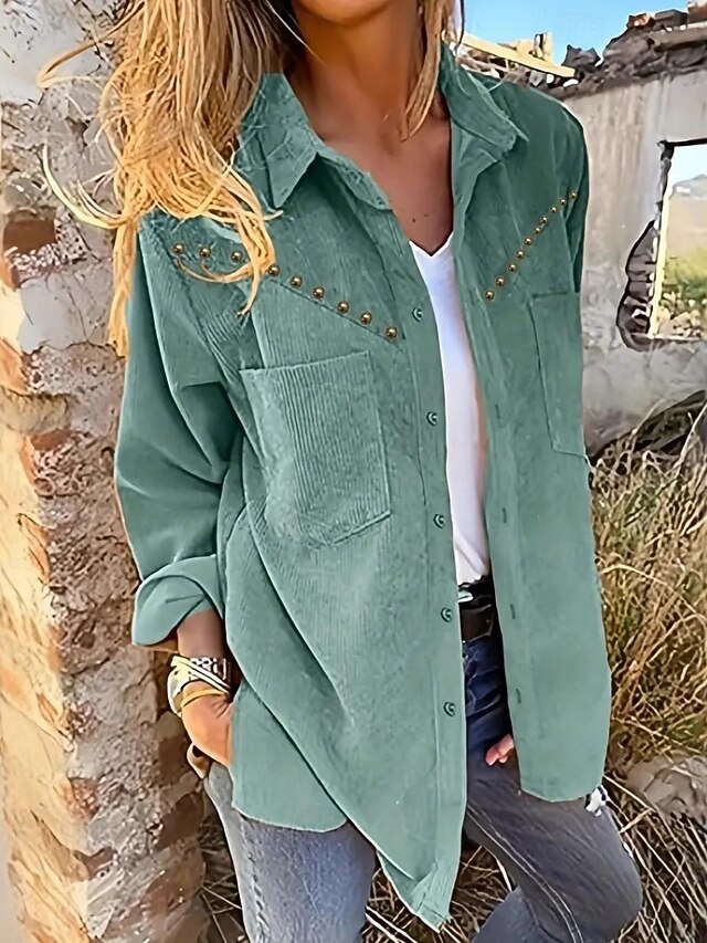 Women's Shirt Button Down Shirt Casual Shirt Pocket Buttons