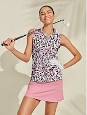 Women's Golf Polo Shirt Light Blue Sleeveless Top Paisley