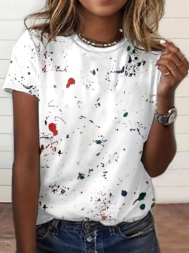 Women's T Shirt Patchwork Print Letter Stylish Basic