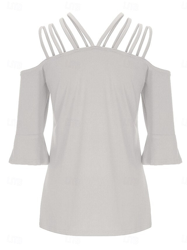 Women's T Shirt Plain Fashion Modern Casual Long Sleeve Off