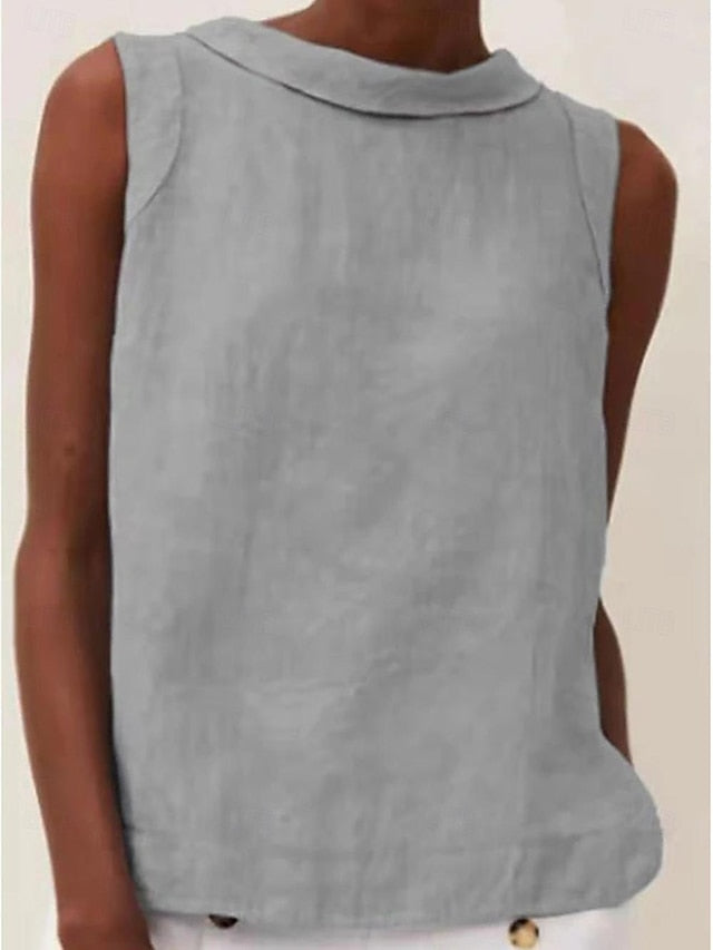 Women's Camisole Tank Top Cotton Linen Shirts Cotton Linen