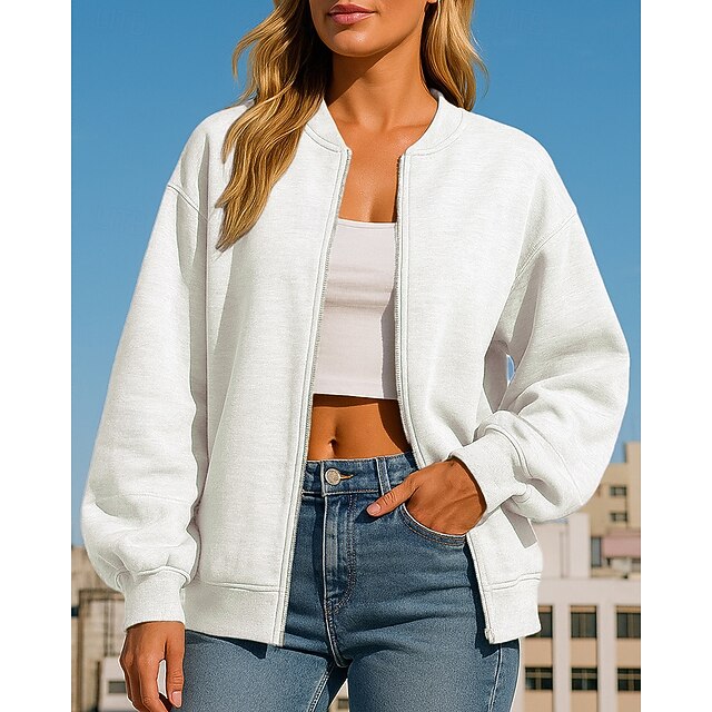 Women's Zip Up Sweatshirt Lounge Top Long Sleeve Top