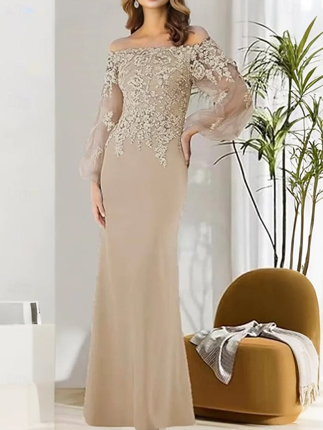 Bride Mother of Shoulder / Trumpet Mermaid Off Elegant Dress the